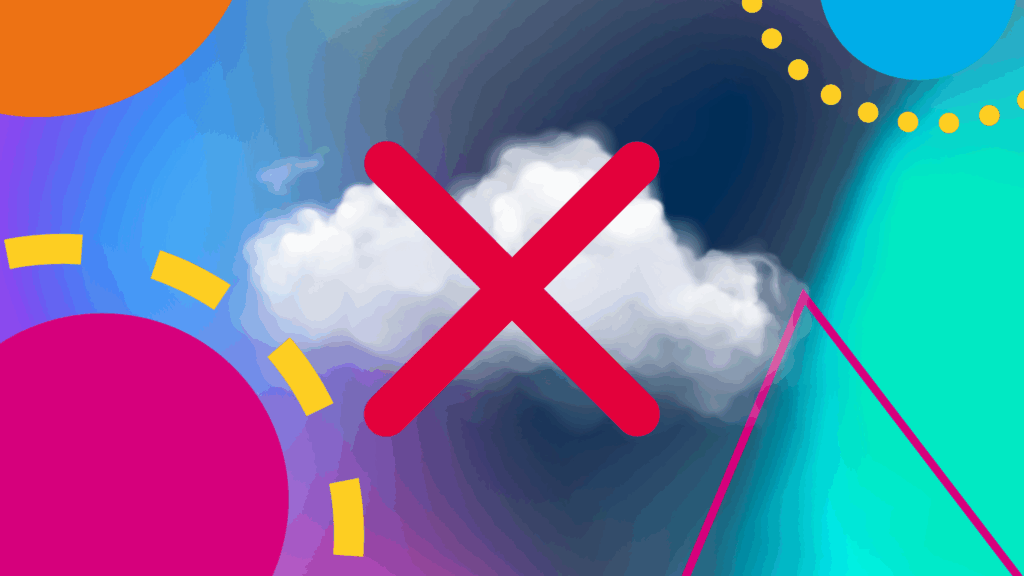Illustration showing cloud data not being backed up by Xero, Google or Microsoft, with warning symbol and dark blue background