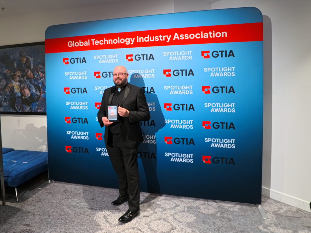 Damien Harrison - receiving the award for runner up MSP of the Year at the GTIA Spotlight Awards 2025.