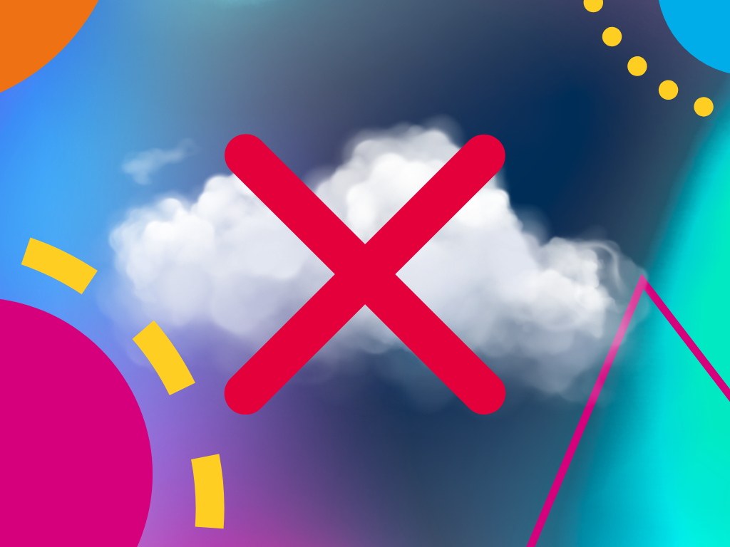 Illustration showing cloud data not being backed up by Xero, Google or Microsoft, with warning symbol and dark blue background